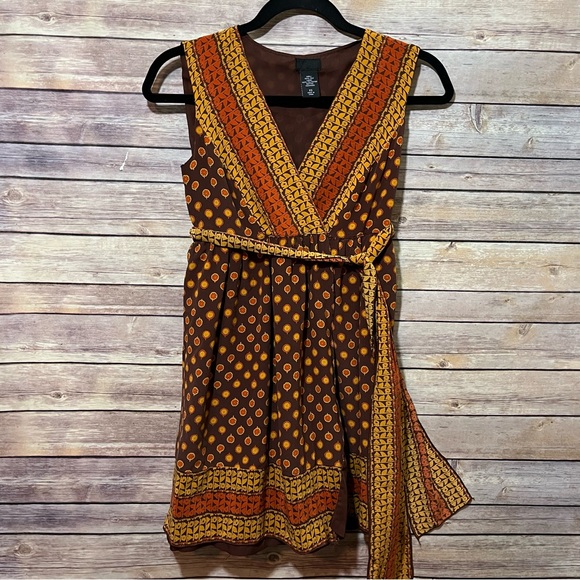 Anna Sui Gossip Girl Silk Wrap Boho Dress Size XS G2 - Picture 2 of 4